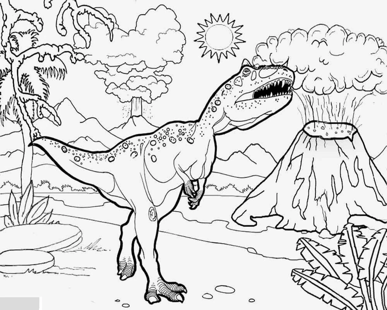 T-rex boyama sayfası – eğlenceli etkinlik, el becerilerini geliştirir