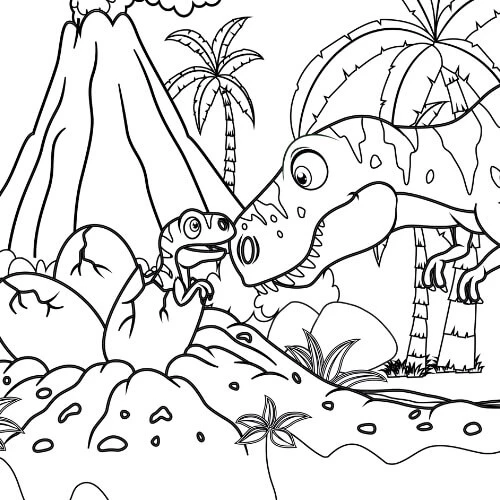 T-rex boyama sayfası – yaratıcılık, eğlenceli etkinlik