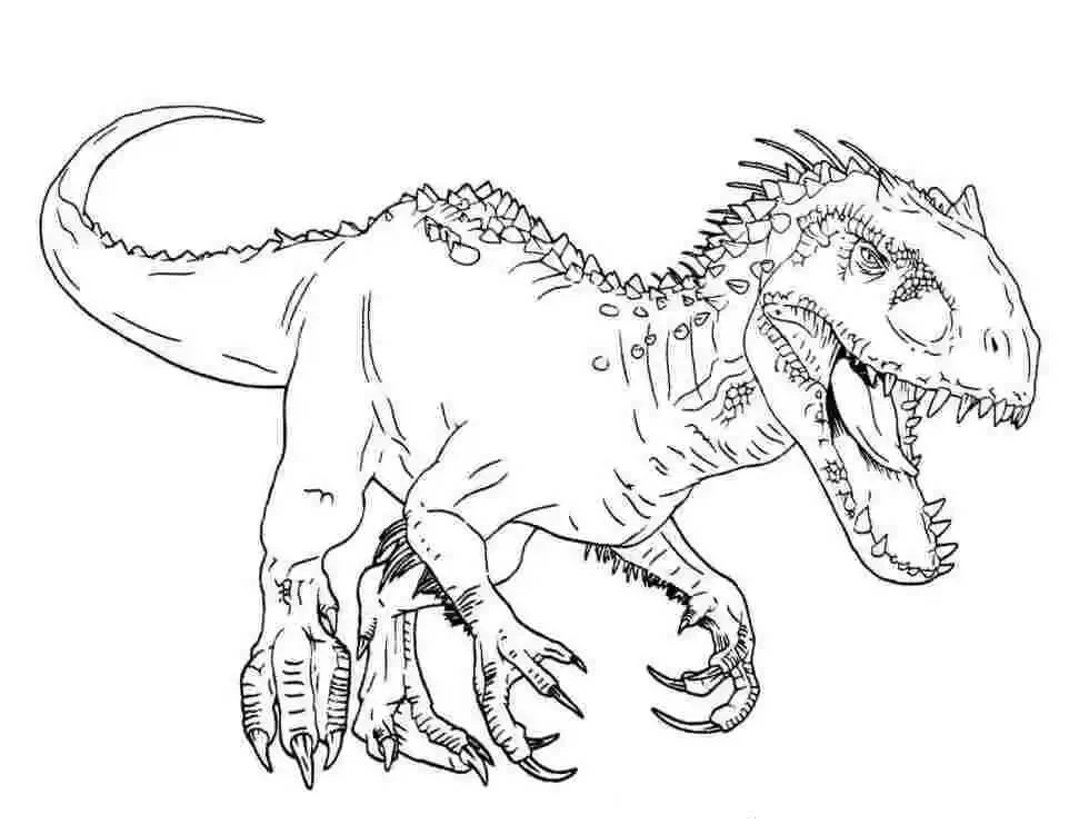 T-rex boyama sayfası – renkli çizimler, okul öncesi