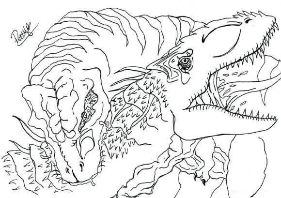 T-rex boyama sayfası – kolay boyama, eğitici aktivite