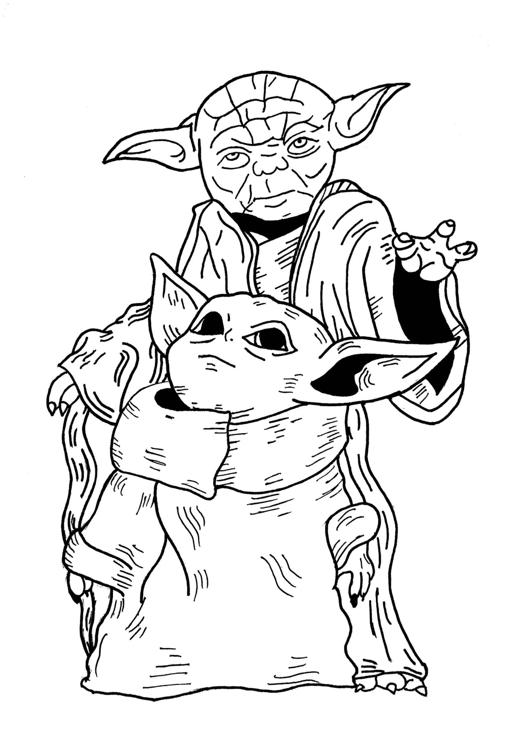 Yoda boyama sayfası – çizgi film temalı, basit çizim