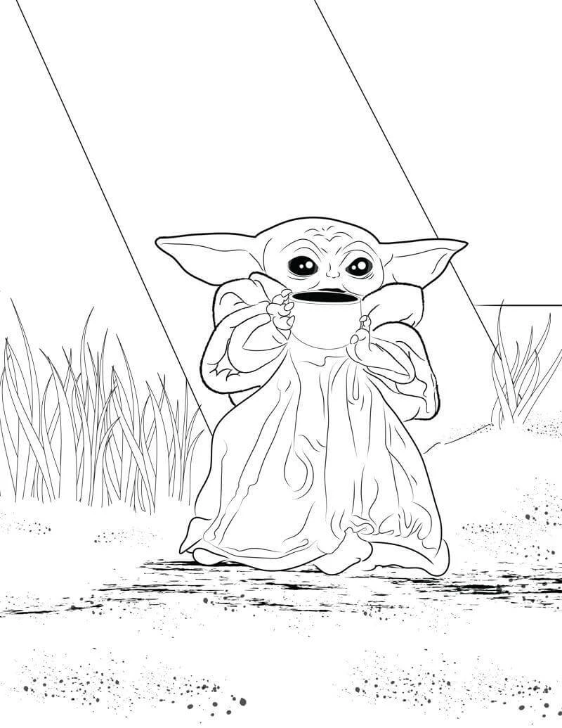 Yoda boyama sayfası – el becerilerini geliştirir, boyama çalışması