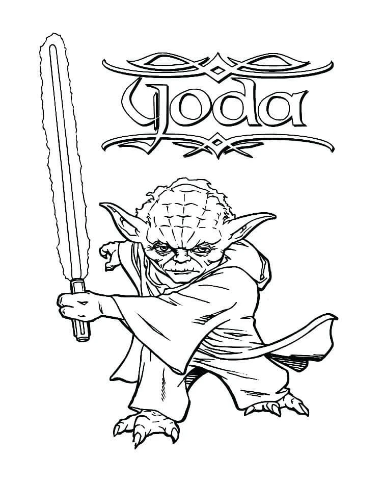 Yoda boyama sayfası – renkli çizimler, okul öncesi