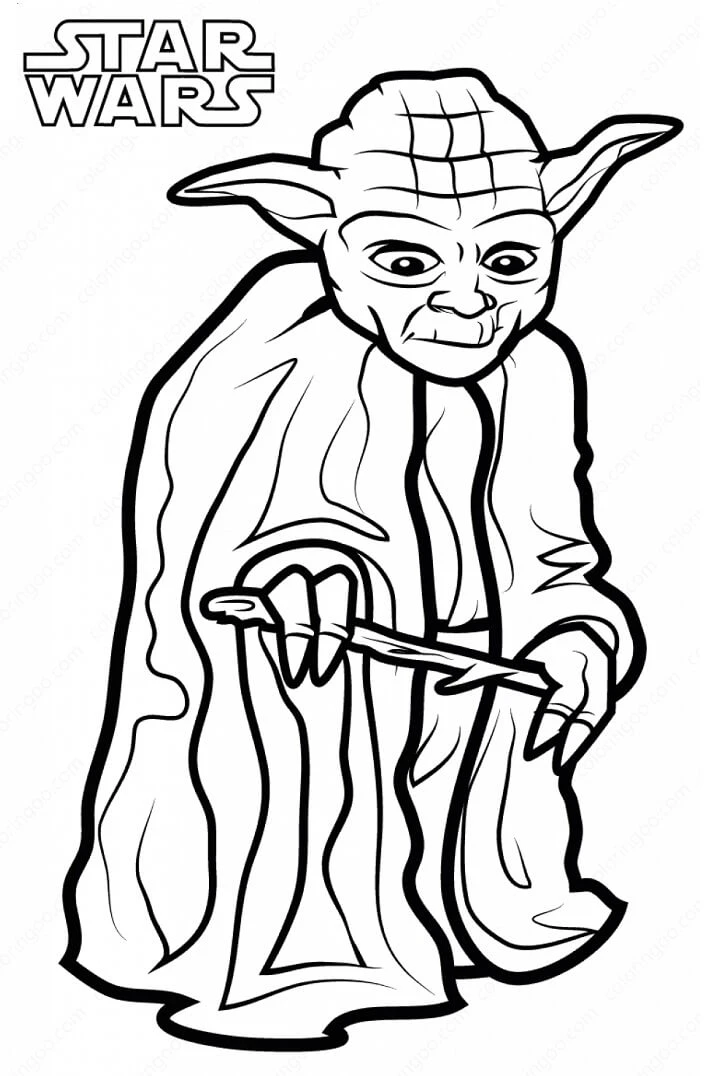Yoda boyama sayfası – PDF indir, sevimli karakter