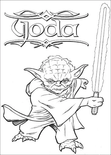 Yoda boyama sayfası – çocuklar için, çizgi film temalı