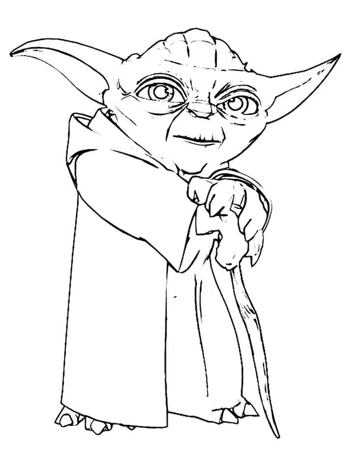Yoda boyama sayfası – eğlenceli etkinlik, el becerilerini geliştirir