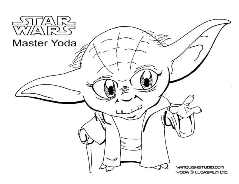 Yoda boyama sayfası – boyama etkinliği, çocuk aktivitesi