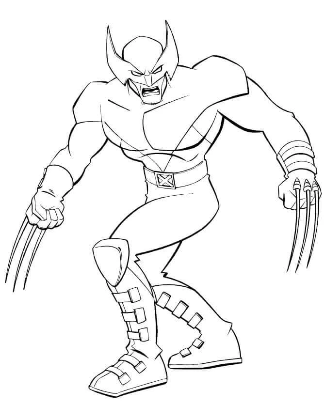 Wolverine boyama sayfası – çizgi film temalı, basit çizim