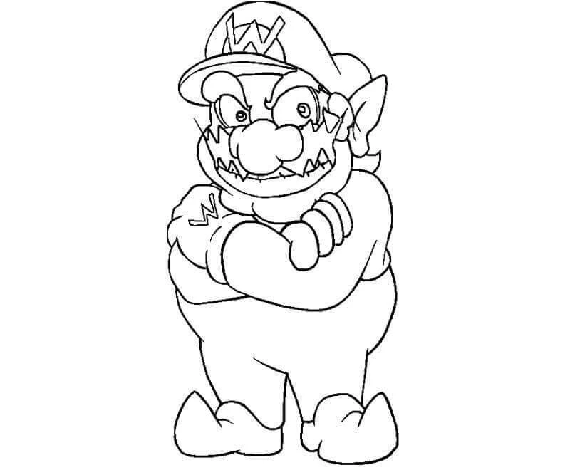 Wario boyama sayfası – basit çizim, kolay boyama
