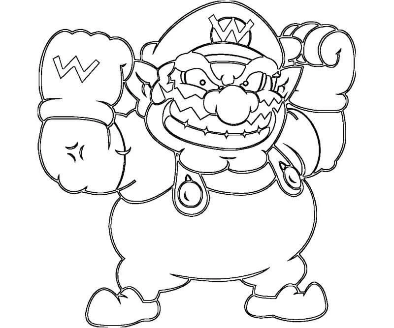 Wario boyama sayfası – renkli çizimler, okul öncesi