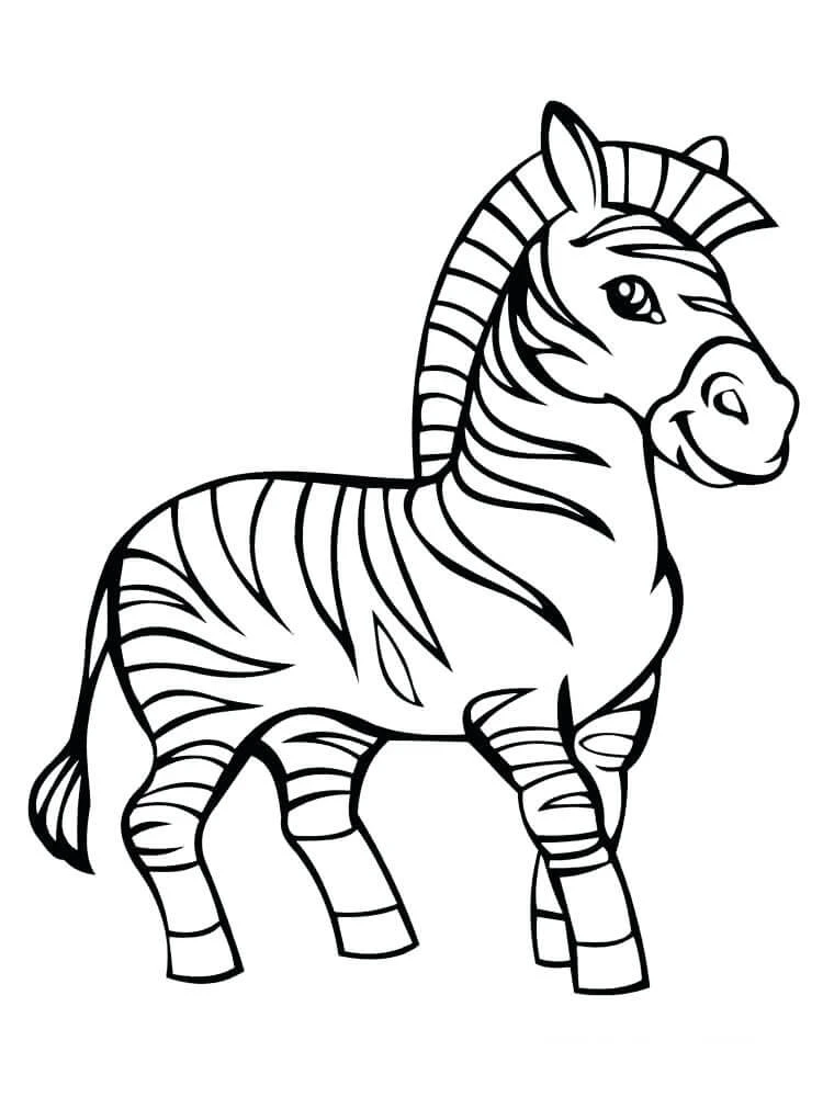 Zebra boyama sayfası – çocuklar için, çizgi film temalı