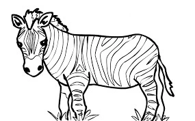 Zebra boyama sayfası – çocuklar için, çizgi film temalı