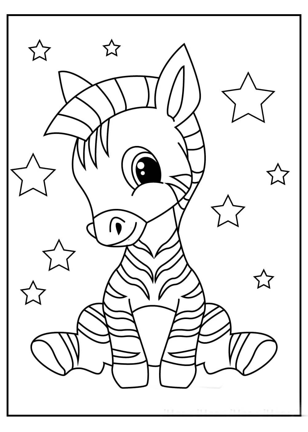 Zebra boyama sayfası – sevimli karakter, sanatsal çalışma