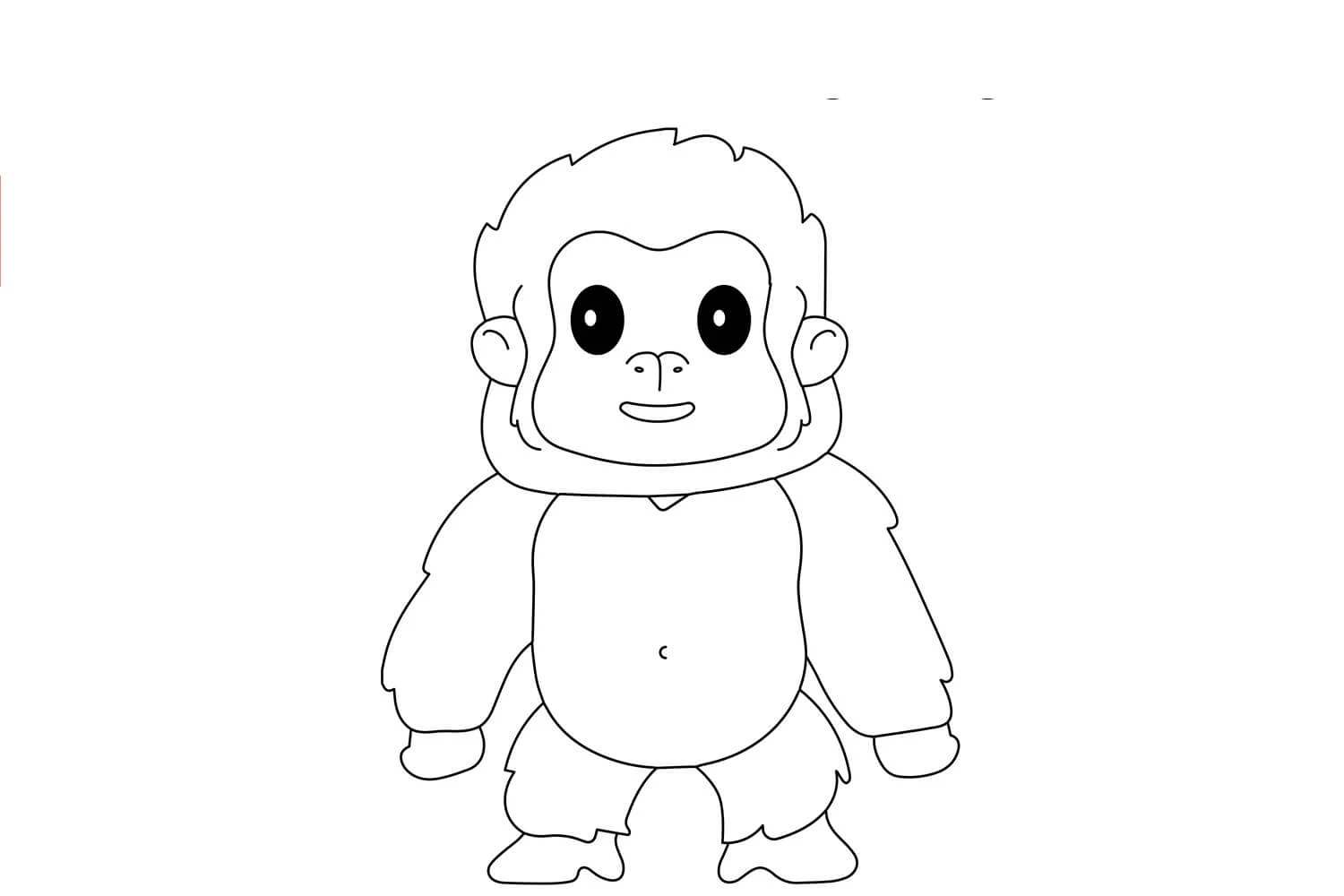 Goril boyama sayfası – basit çizim, kolay boyama