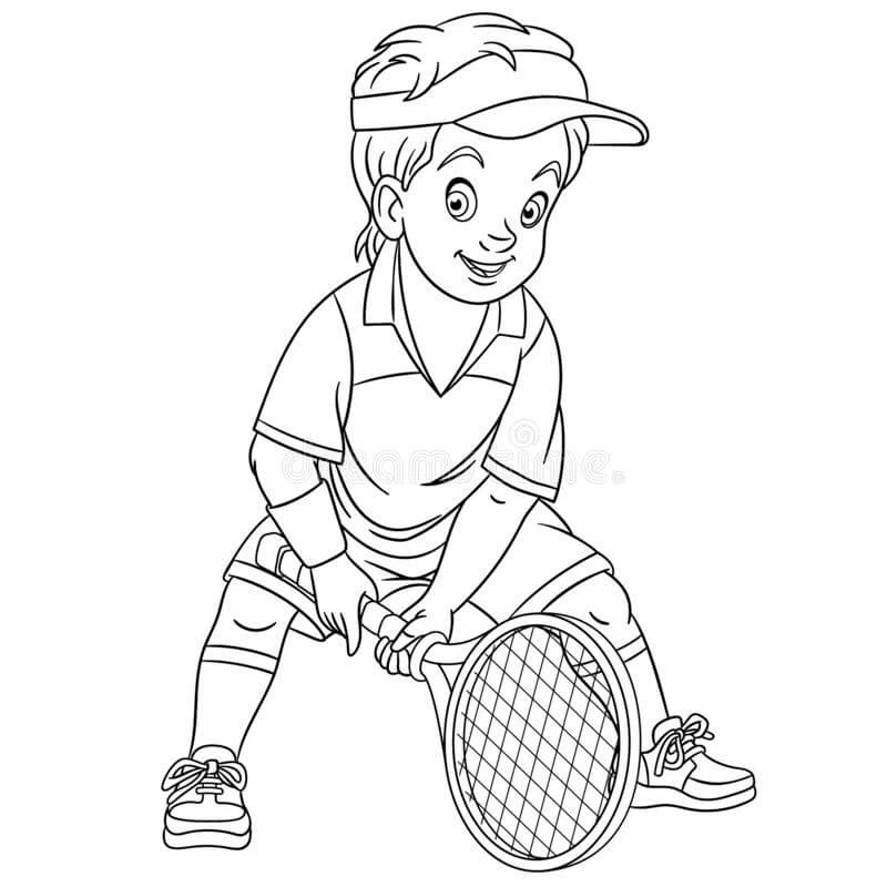 Tenis boyama sayfası – keyifli zaman, renkli çizimler