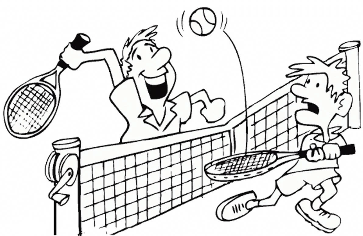 Tenis boyama sayfası – PDF indir, sevimli karakter
