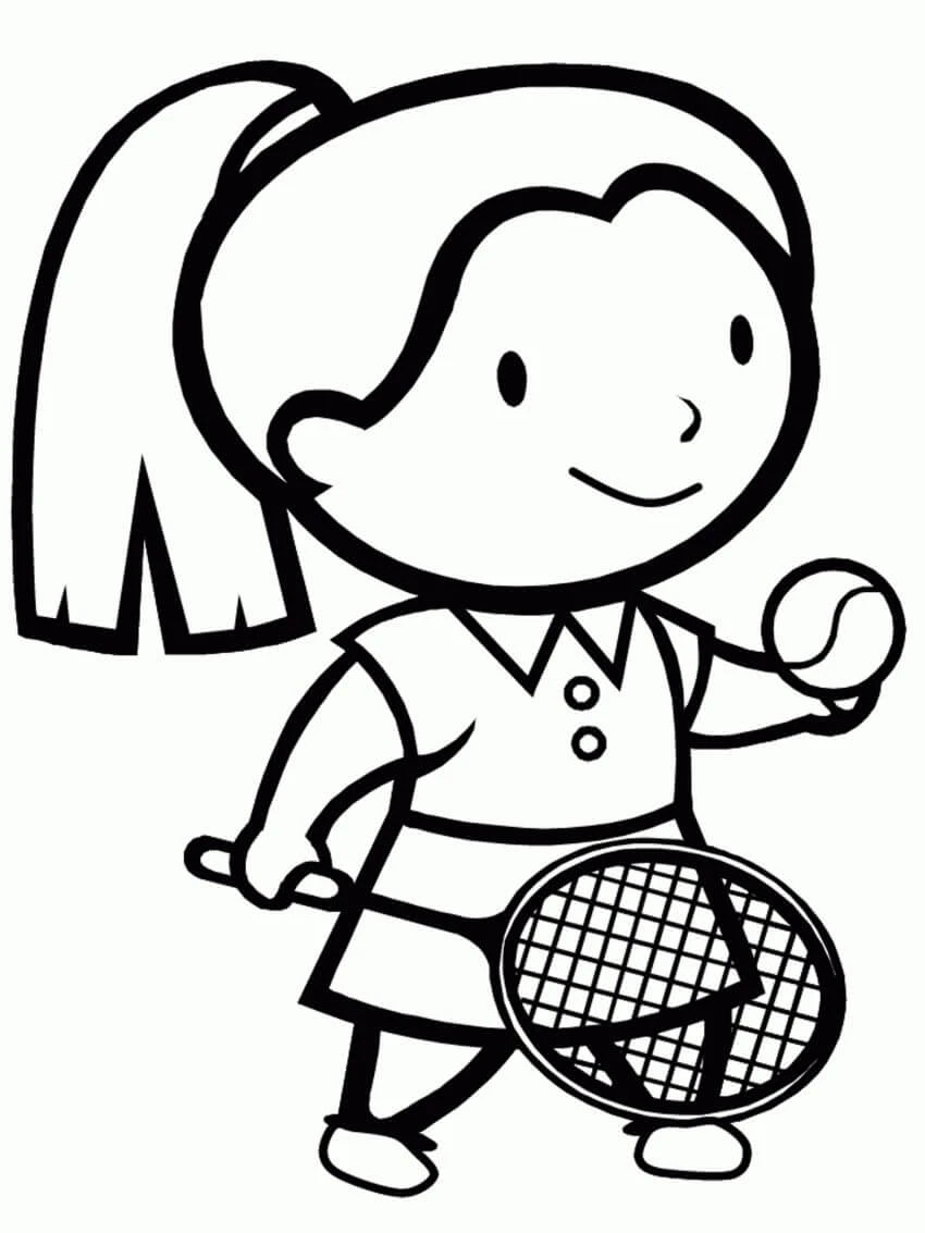 Tenis boyama sayfası – keyifli zaman, renkli çizimler