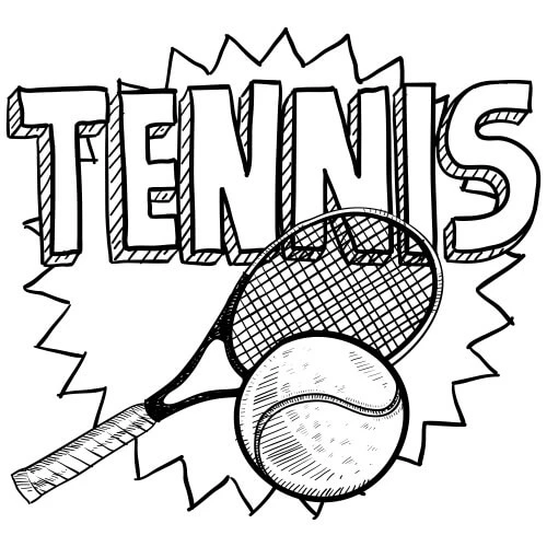 Tenis boyama sayfası – sanatsal çalışma, çocuklar için