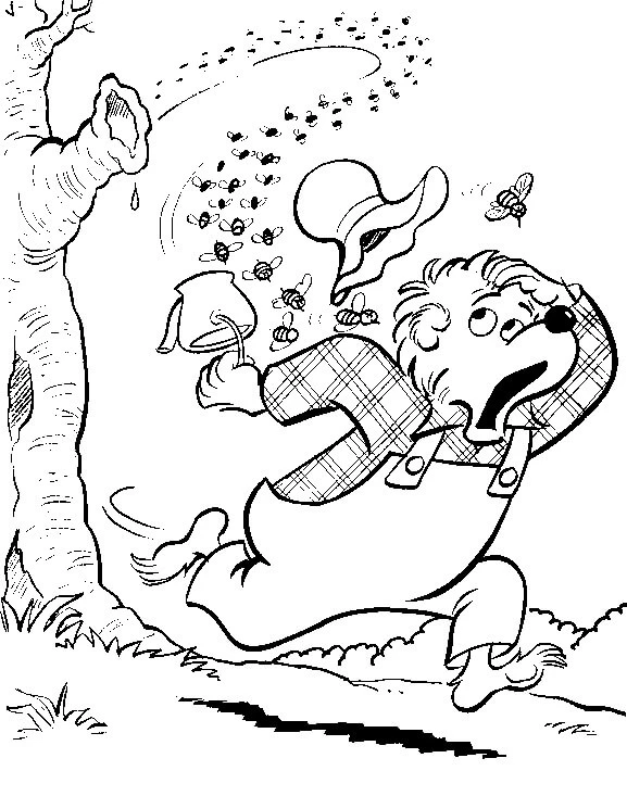 Berenstain Ayıları boyama sayfası – sevimli karakter, sanatsal çalışma