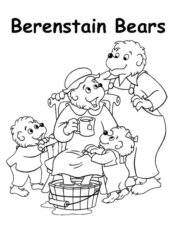 Berenstain Ayıları boyama sayfası – çizgi film temalı, basit çizim