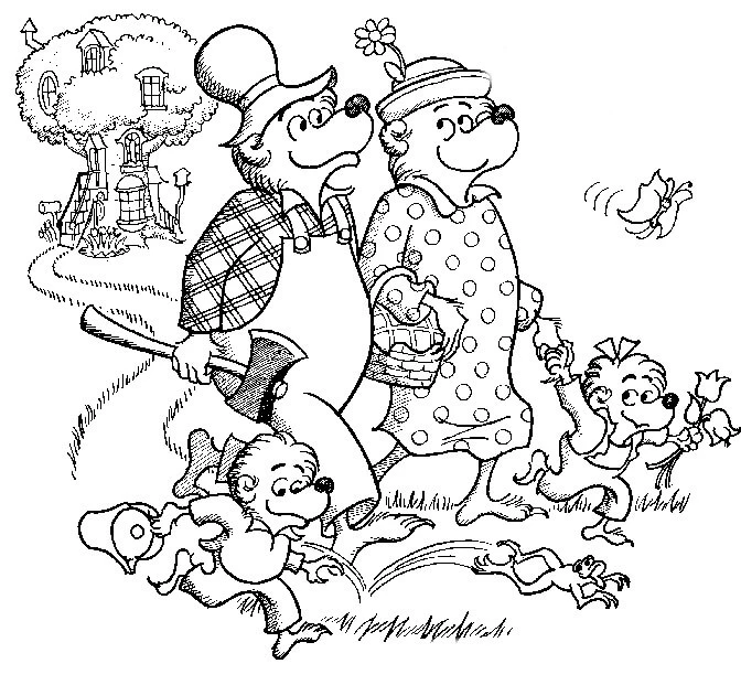 Berenstain Ayıları boyama sayfası – boyama çalışması, yaratıcılığı geliştirir