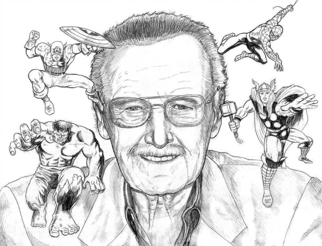 Stan Lee boyama sayfası – çocuklar için, çizgi film temalı