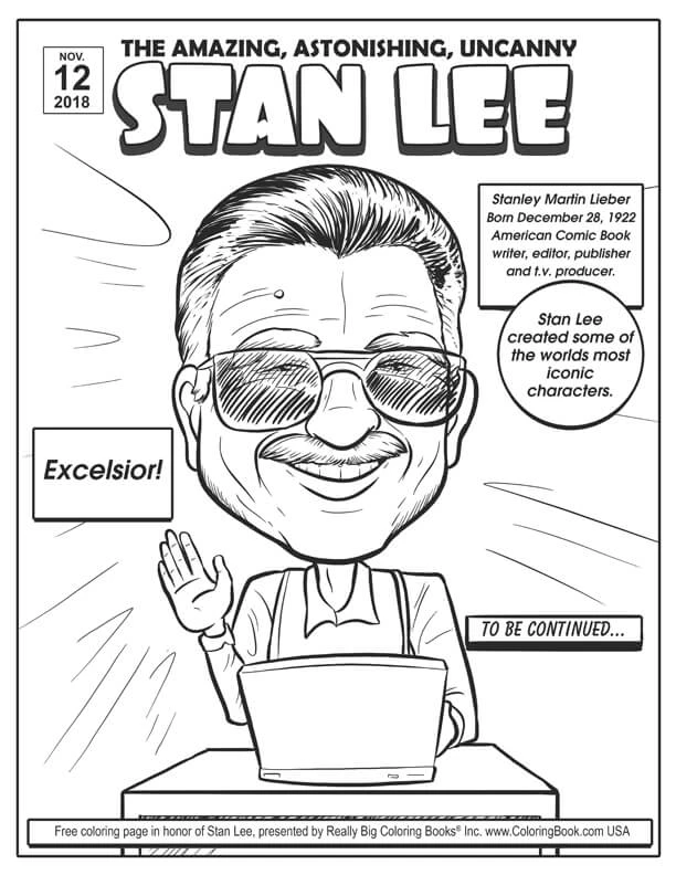 Stan Lee boyama sayfası – eğlenceli etkinlik, el becerilerini geliştirir