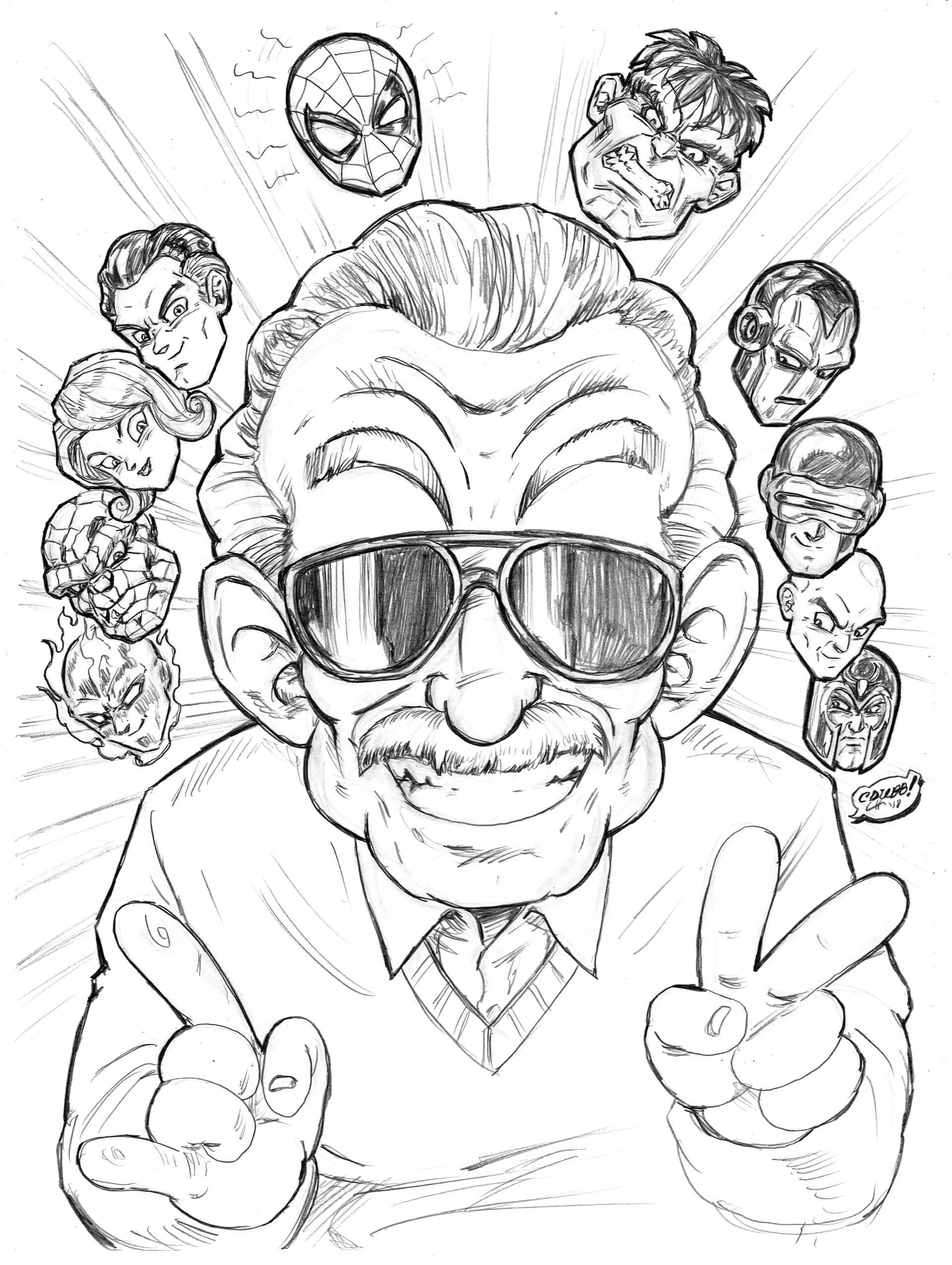 Stan Lee boyama sayfası – okul öncesi, evde etkinlik