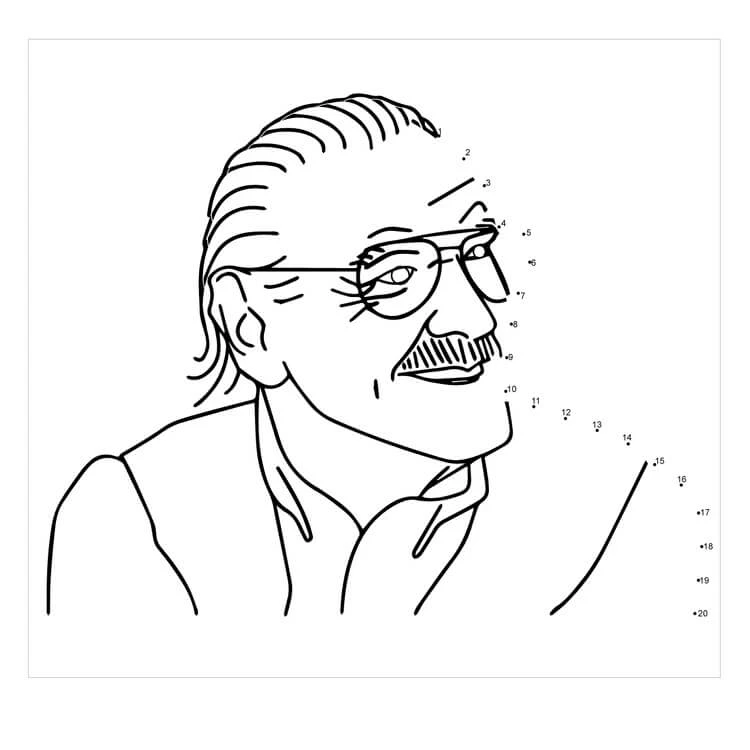 Stan Lee boyama sayfası – çizgi film temalı, basit çizim