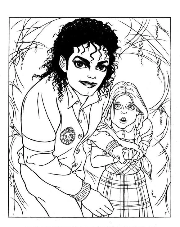 Michael Jackson boyama sayfası – çizgi film temalı, basit çizim