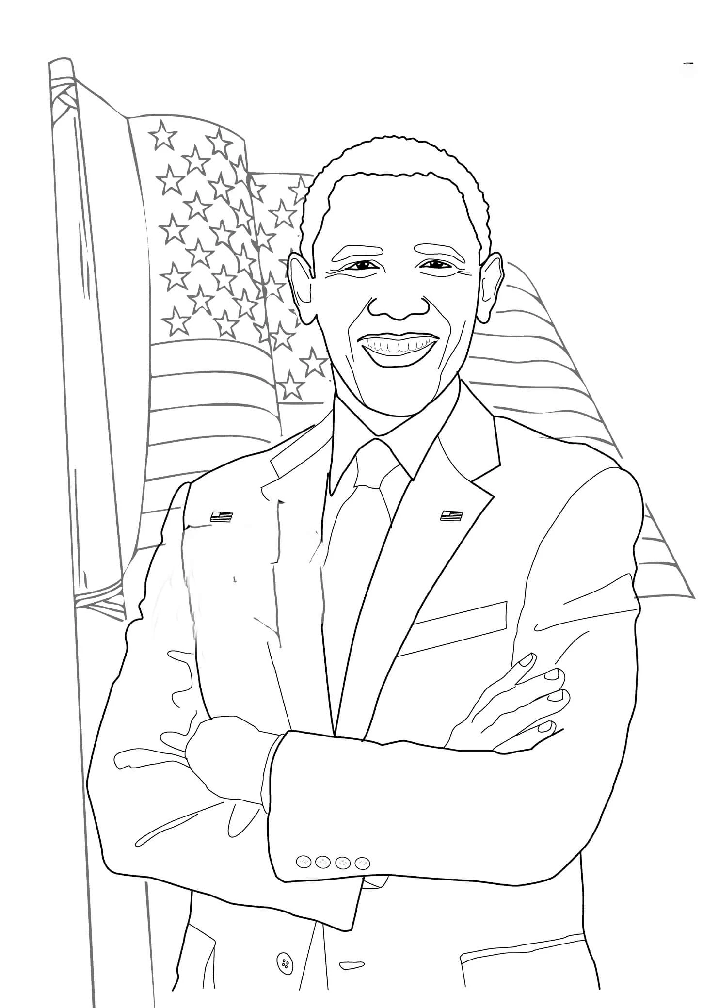 Obama boyama sayfası – boyama etkinliği, çocuk aktivitesi