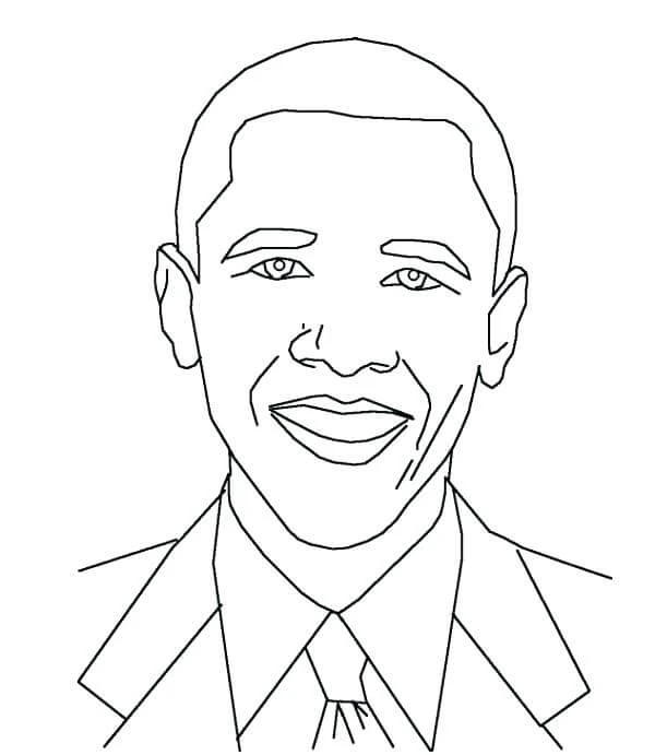 Obama boyama sayfası – basit çizim, kolay boyama