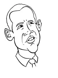 Obama boyama sayfası – çizgi film temalı, basit çizim