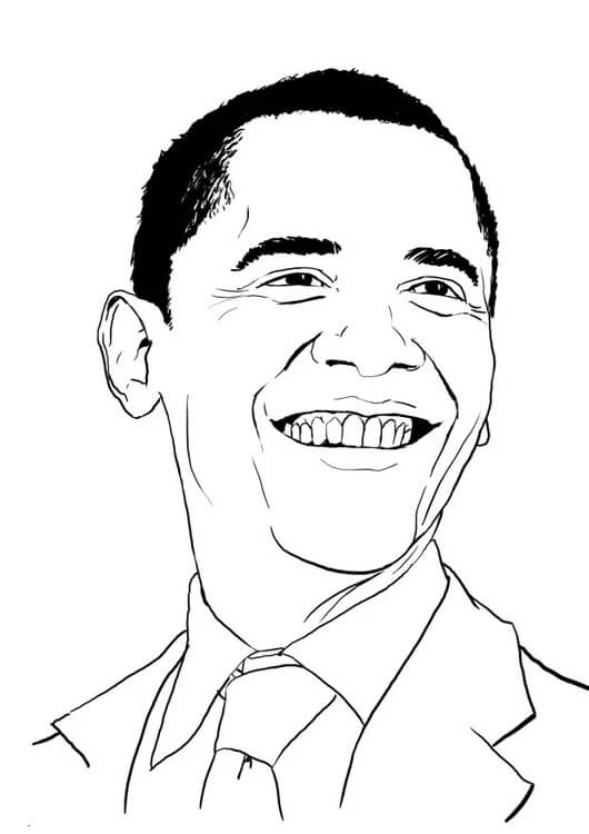 Obama boyama sayfası – basit çizim, kolay boyama