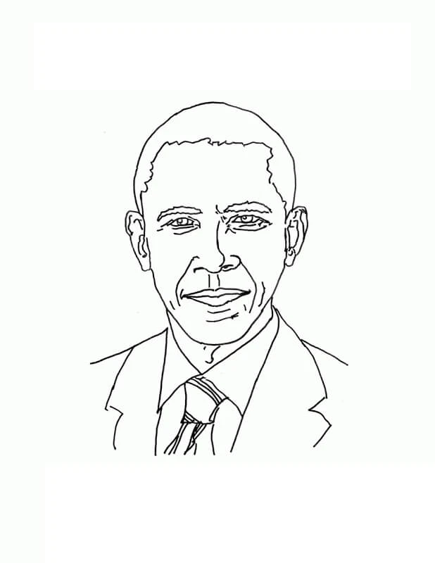Obama boyama sayfası – renkli çizimler, okul öncesi