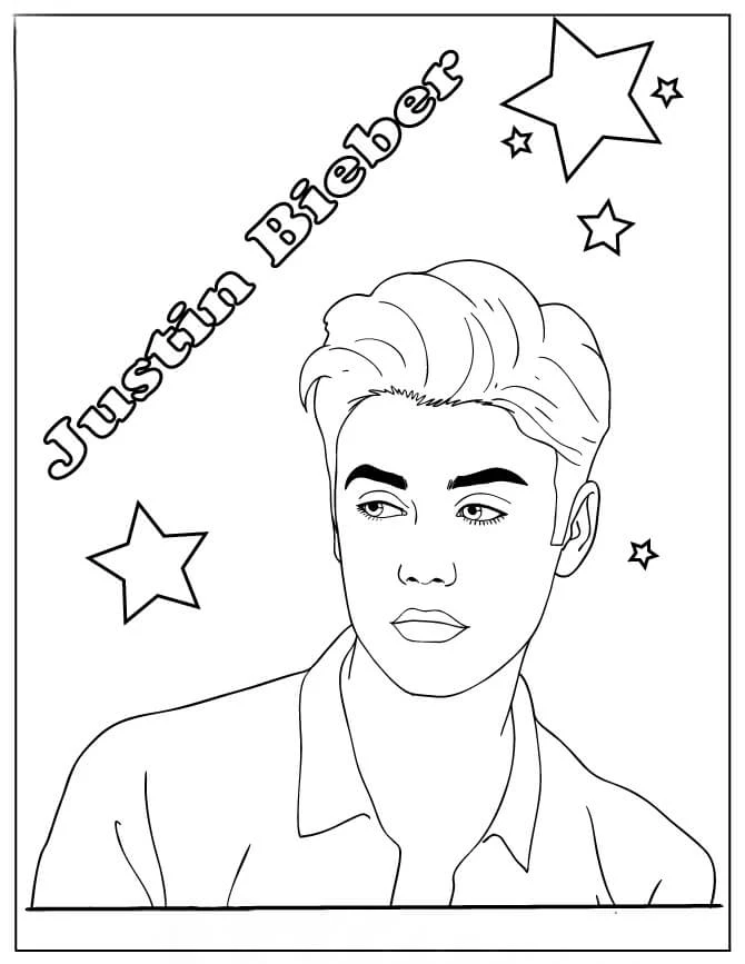 Justin Bieber boyama sayfası – boyama çalışması, yaratıcılığı geliştirir