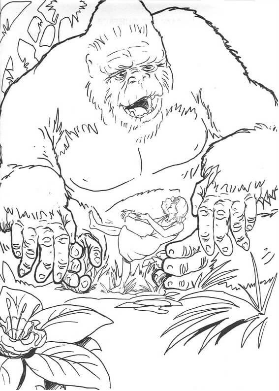 King Kong boyama sayfası #3 – mürekkep tasarrufu sağlar, PDF indir