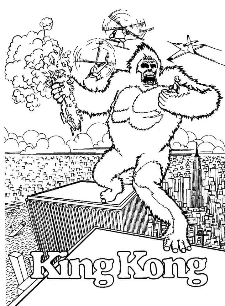 King Kong boyama sayfası #5 – günlük etkinlik önerisi, kolay boyama