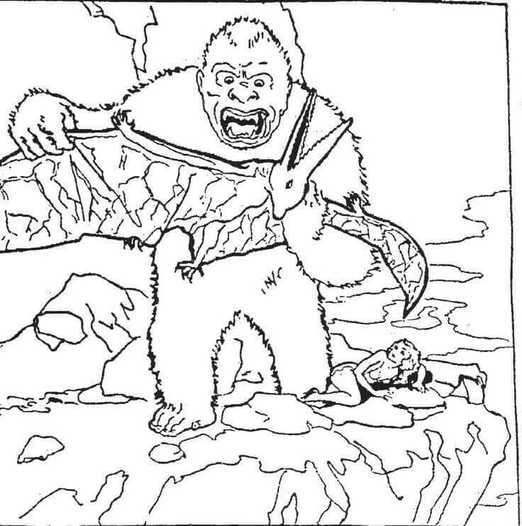 King Kong boyama sayfası – çocuklar için, çizgi film temalı