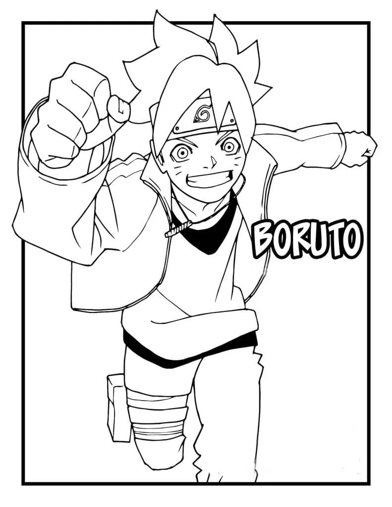 Boruto boyama sayfası #5 – çocuklar için, çizgi film temalı