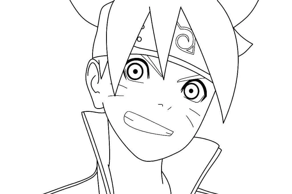 Boruto boyama sayfası #6 – kolay boyama, eğitici aktivite