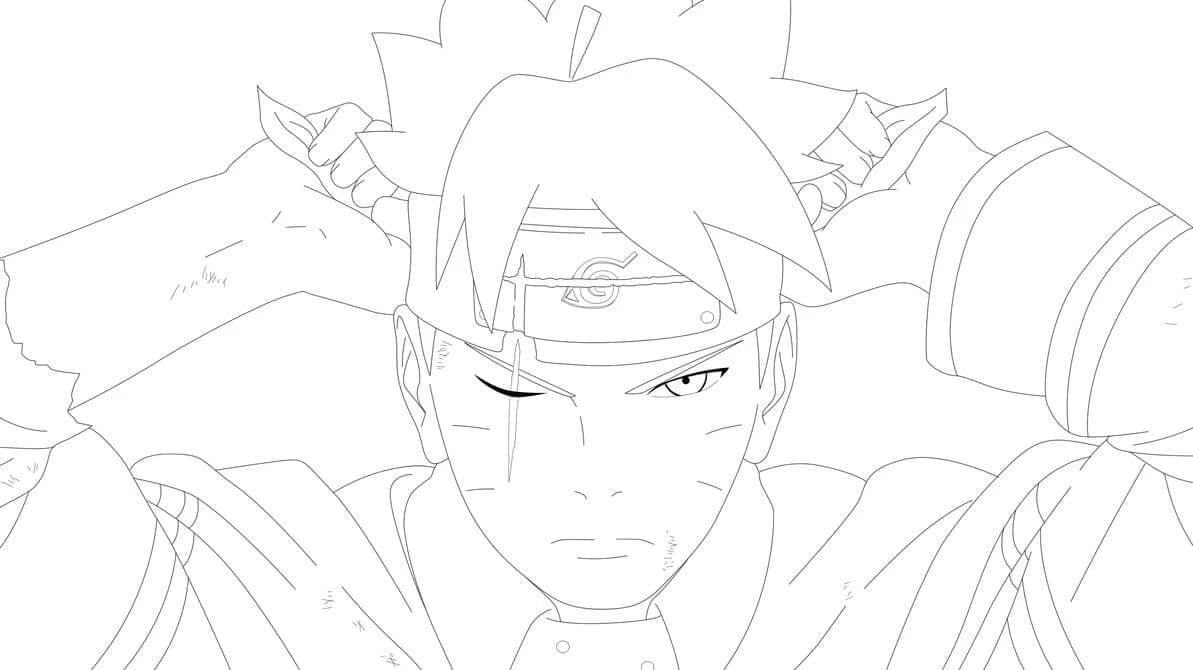 Boruto boyama sayfası #10 – boyama etkinliği, çocuk aktivitesi