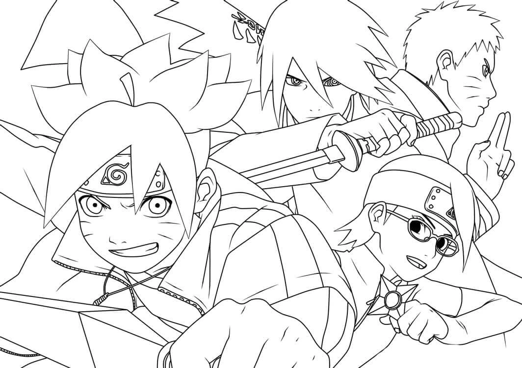Boruto boyama sayfası #13 – eğitici aktivite, yaratıcılık
