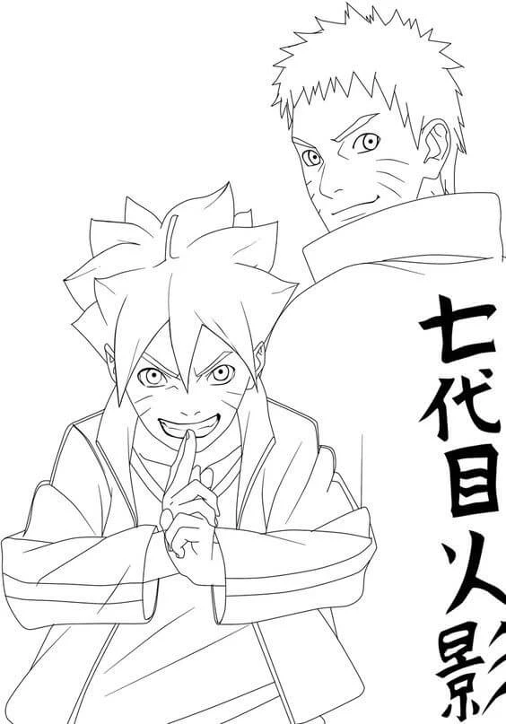 Boruto boyama sayfası #18 – sanatsal çalışma, aile ile vakit geçirme