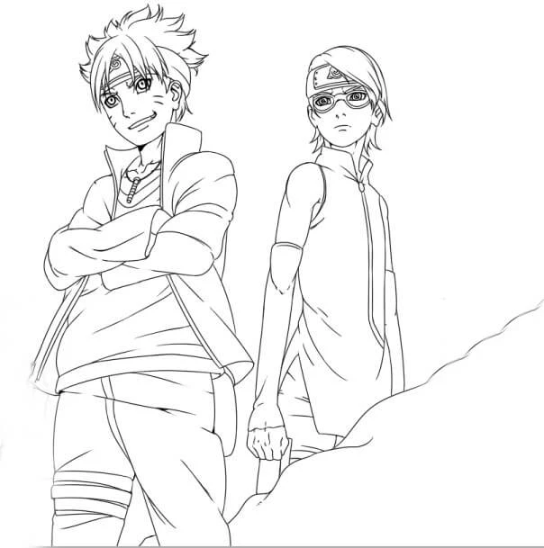 Boruto boyama sayfası #19 – basit çizim, yaz tatili etkinliği