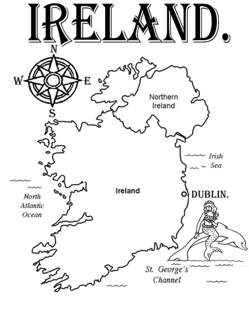 Ireland boyama sayfası – boyama etkinliği, çocuk aktivitesi
