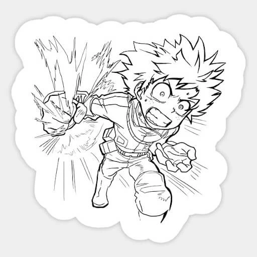 Izuku Midoriya boyama sayfası #1 – ilkokul öğrencileri için, hayal gücünü besler