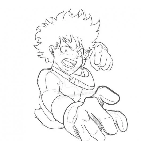 Izuku Midoriya boyama sayfası #7 – motor becerileri destekler, mürekkep tasarrufu sağlar