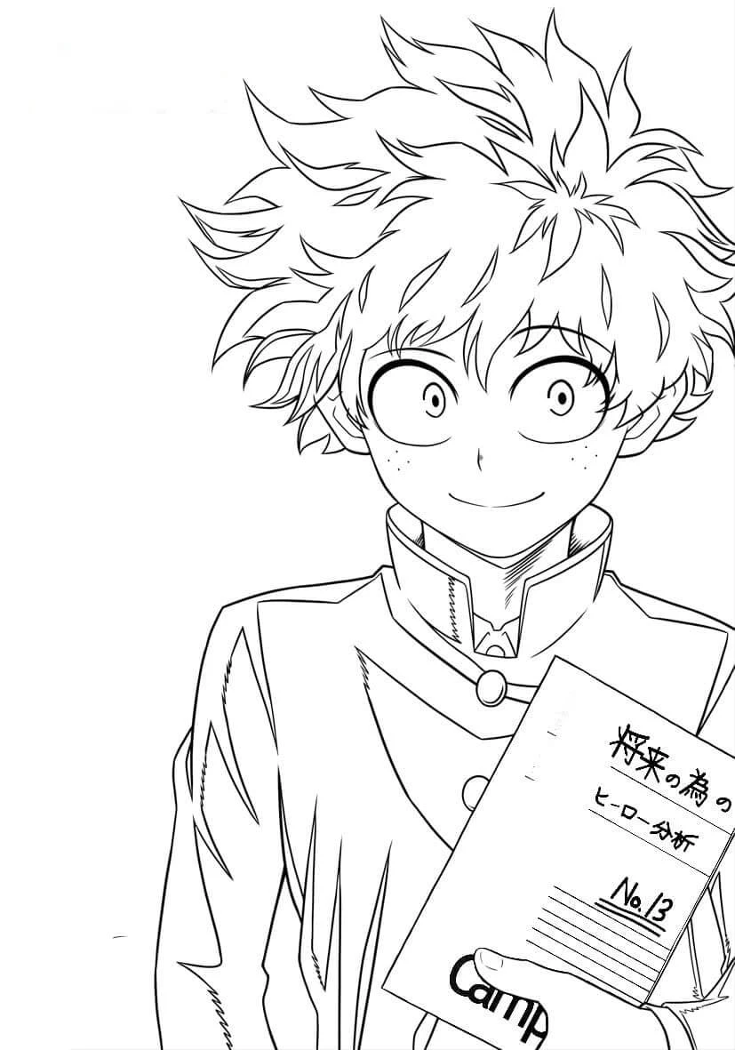 Izuku Midoriya boyama sayfası #8 – hayal gücünü besler, tamamen ücretsiz