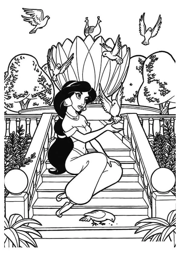 Jasmine boyama sayfası – eğitici aktivite, yaratıcılık